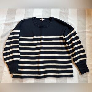 Madewell Conway Navy Blue and White Striped Rollneck Sweater